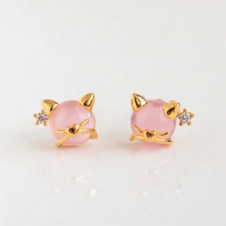 Best hoop earrings with geometric cuts for a sharp, modern appeal-Kitty Kat Studs