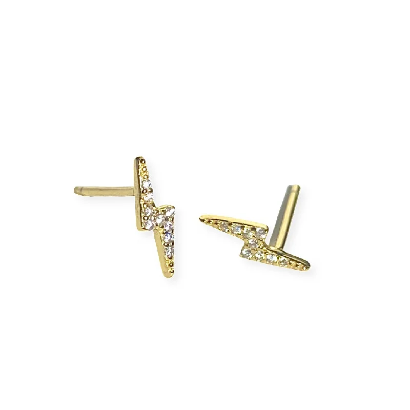 Best hoop earrings with twisted rope designs for a nautical-inspired style-Lightning Bolt Sparkle Studs