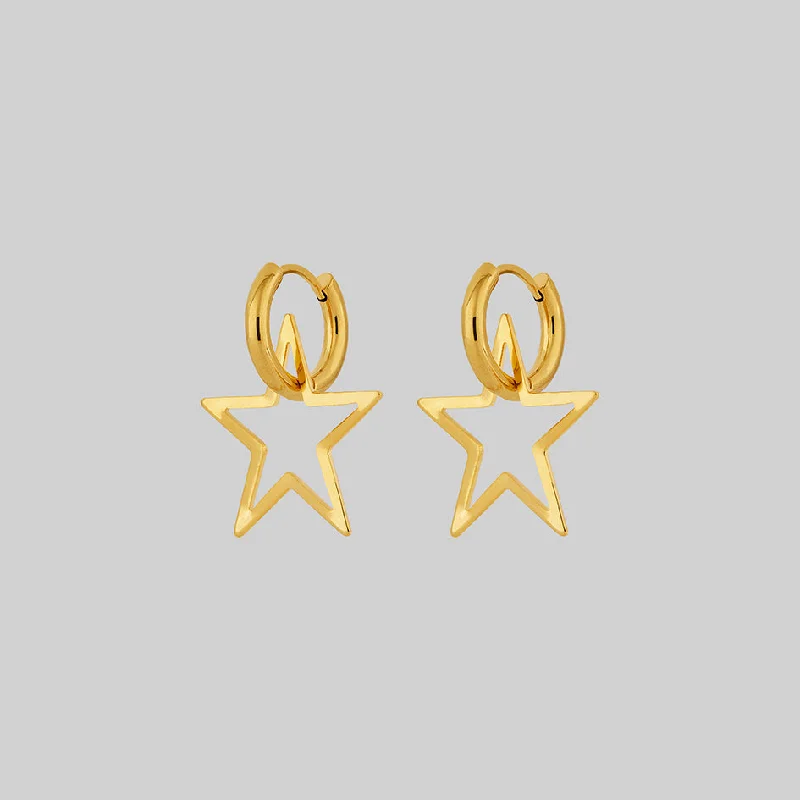 Best hoop earrings with matching bracelets for a coordinated jewelry set-MAISIE. Star Hoop Earrings - Gold