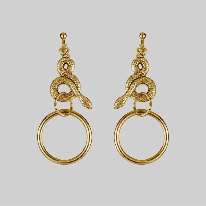 Hoop earrings with removable pendants for a versatile and customizable accessory-MERYLL. Snake Wrap Ring Earrings - Gold