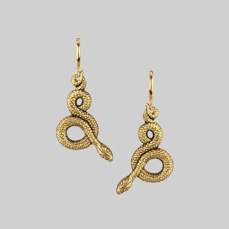 Hoop earrings with spiral designs for a dynamic and fluid look-MOIRA. Snake Wrap Hoop Earrings - Gold