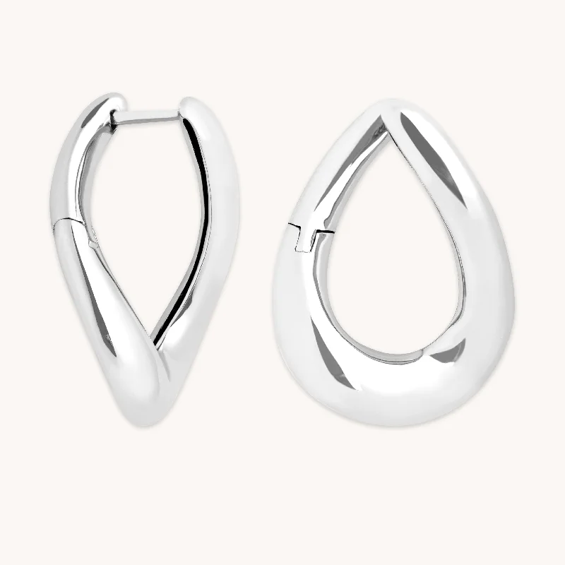 Hoop earrings with artistic filigree designs for an intricate, delicate finish-Molten Large Hoops in Silver