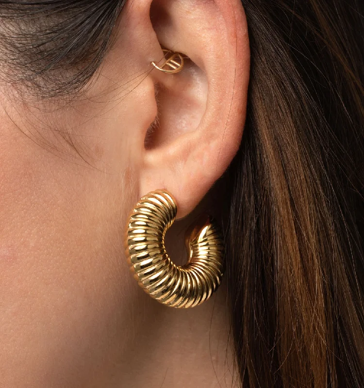 Best hoop earrings with snake chain details for a sleek and modern touch-Naomi Chunky Textured Hoops