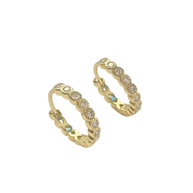 Hoop earrings with heart-shaped frames for a romantic and feminine look-Noelia Diamond Cut Bezel Huggies