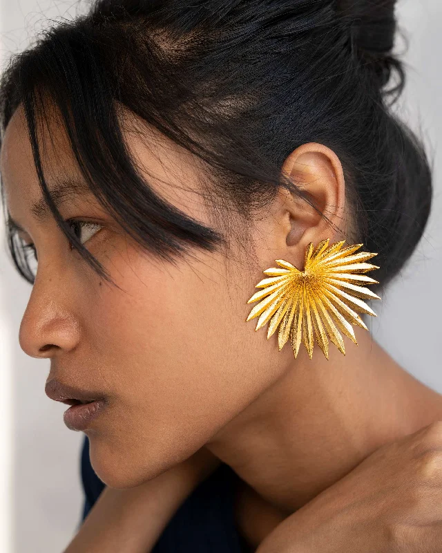 Best hoop earrings with matte finish for a sophisticated, understated design-Palm Leaf Earrings - Gold