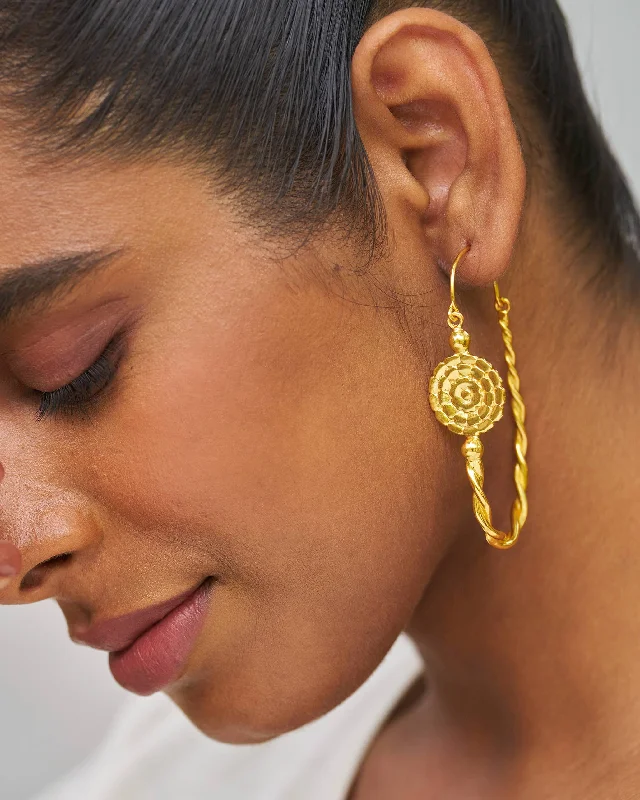 Hoop earrings with snake print designs for an edgy, wild appearance-Pankhuri Earrings - Gold