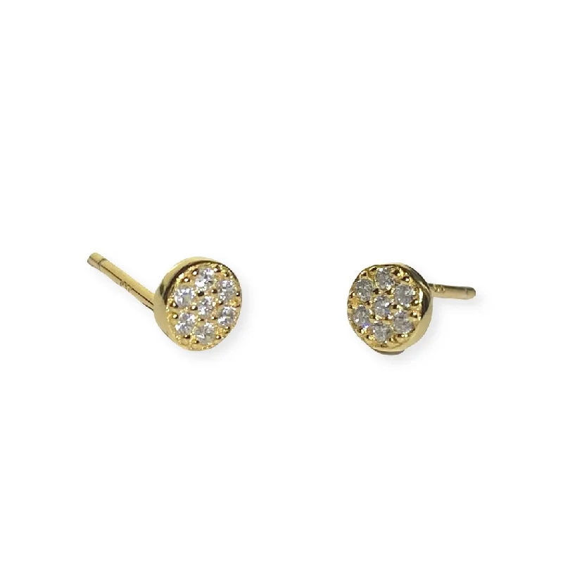 Best hoop earrings with geometric triangle shapes for a modern, chic design-Geovana Pave Circle Mini Disc Studs