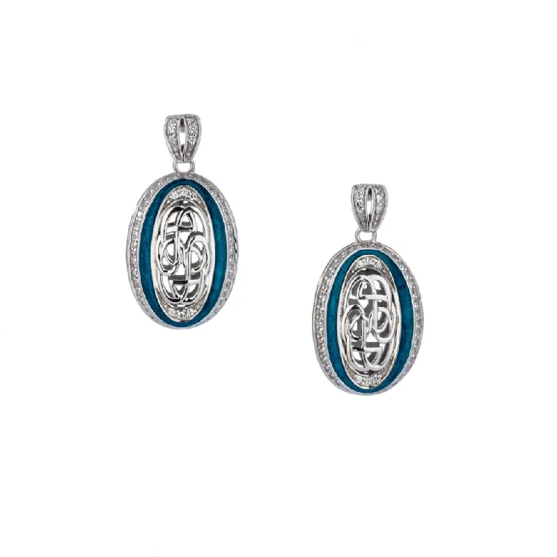 Hoop earrings with oversized designs for a bold, fashion-forward statement-Silver Path of Life Enamel Post Earrings