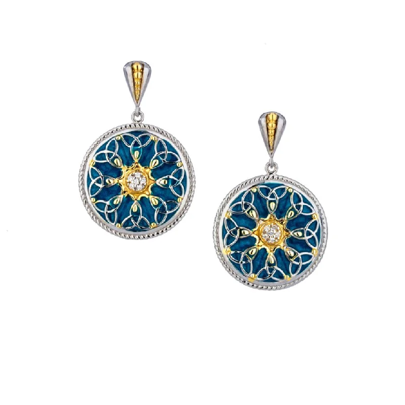 Best hoop earrings with lever-back closures for secure and easy wear-Silver and 10k Gold Trinity Post Enamel Earrings