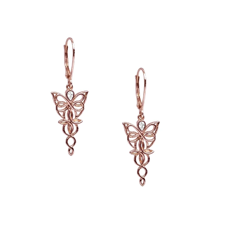 Hoop earrings with spiral designs for a dynamic and fluid look-10k Rose Gold Butterfly Earrings - Cubic Zirconia