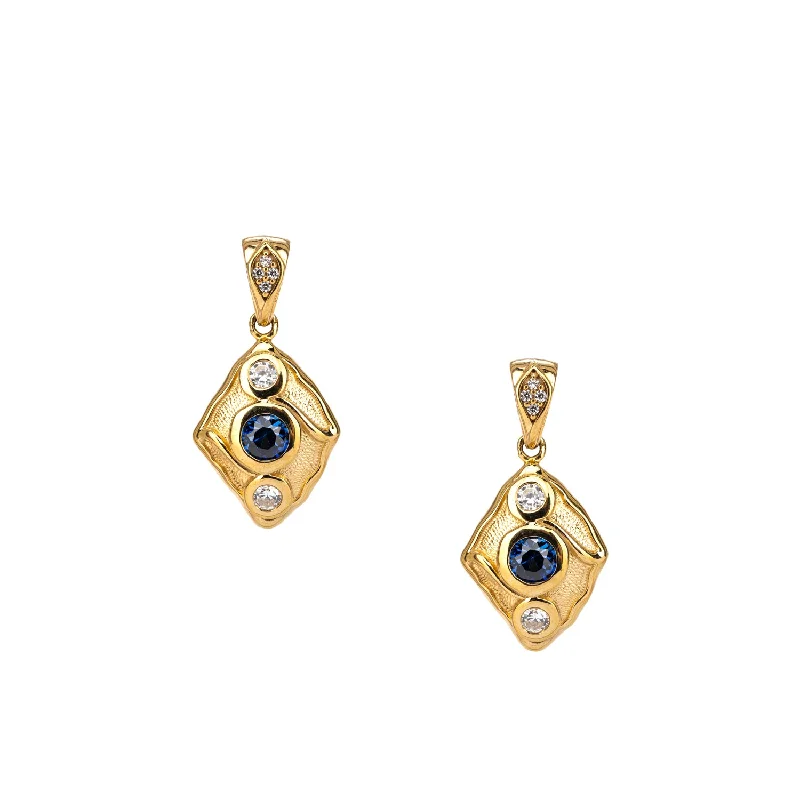 Best hoop earrings with hammered gold for a rustic yet elegant look-10k Gold Rocks 'n Rivers Post Earrings - Blue Sapphire (Synthetic)