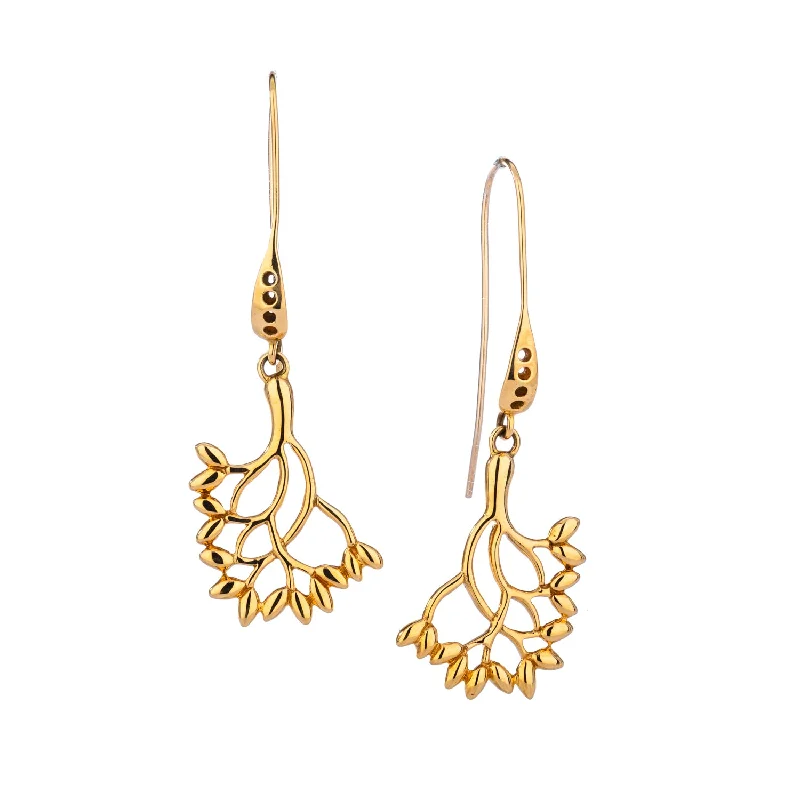 Best hoop earrings with marbled designs for a trendy and artistic effect-10k Gold Tree of Life Hook Earrings - Large