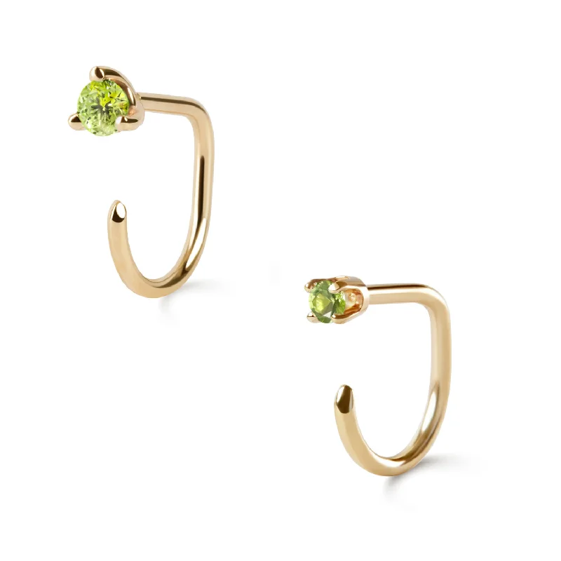 Best hoop earrings with tribal designs for a cultural and exotic aesthetic-Claw Asymmetric Earring Pair, Peridot