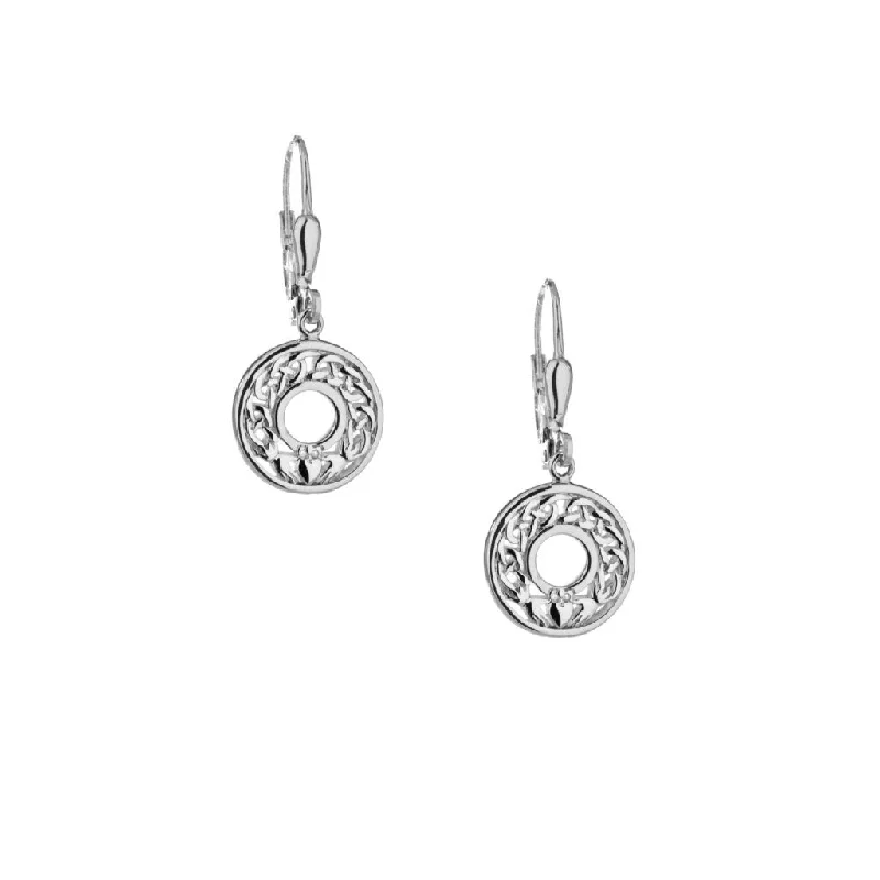 Hoop earrings with artistic filigree designs for an intricate, delicate finish-Silver Claddagh Earrings