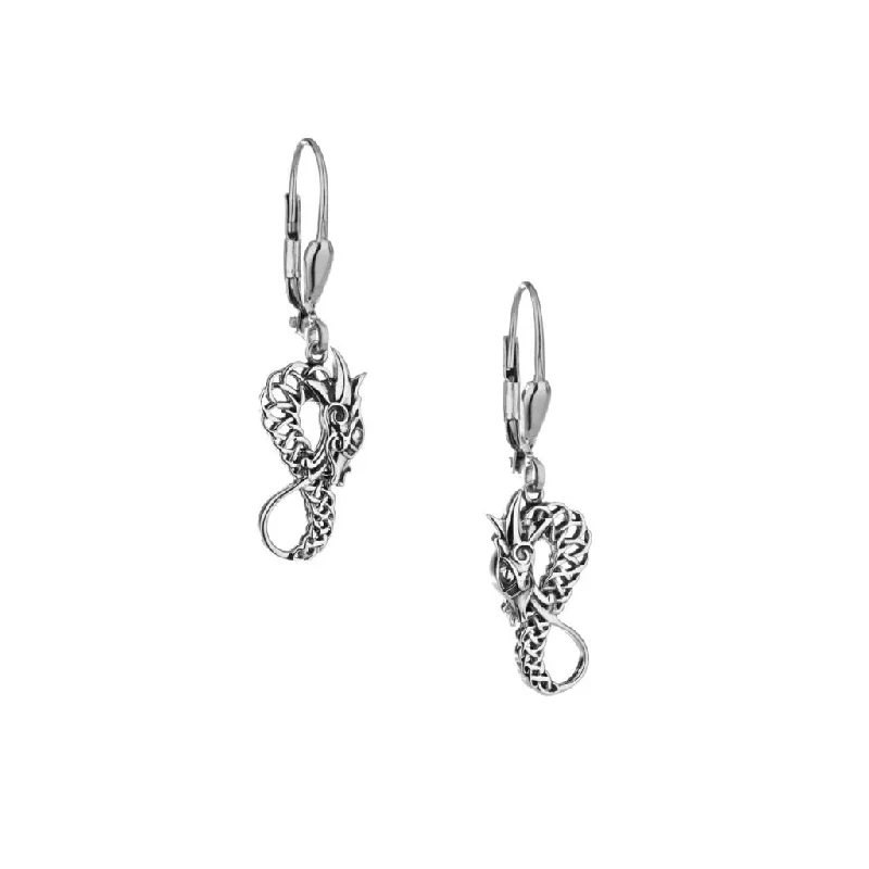 Best hoop earrings with satin ribbons for a soft, feminine appearance-Silver or Silver and Bronze Dragon Earrings