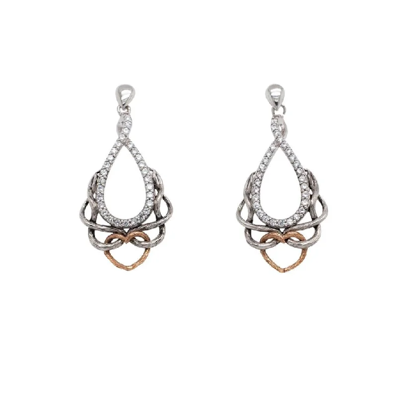 Best hoop earrings with geometric pendants for a modern, chic appeal-Silver and 10k Rose Gold Love's Chalice Post Earrings