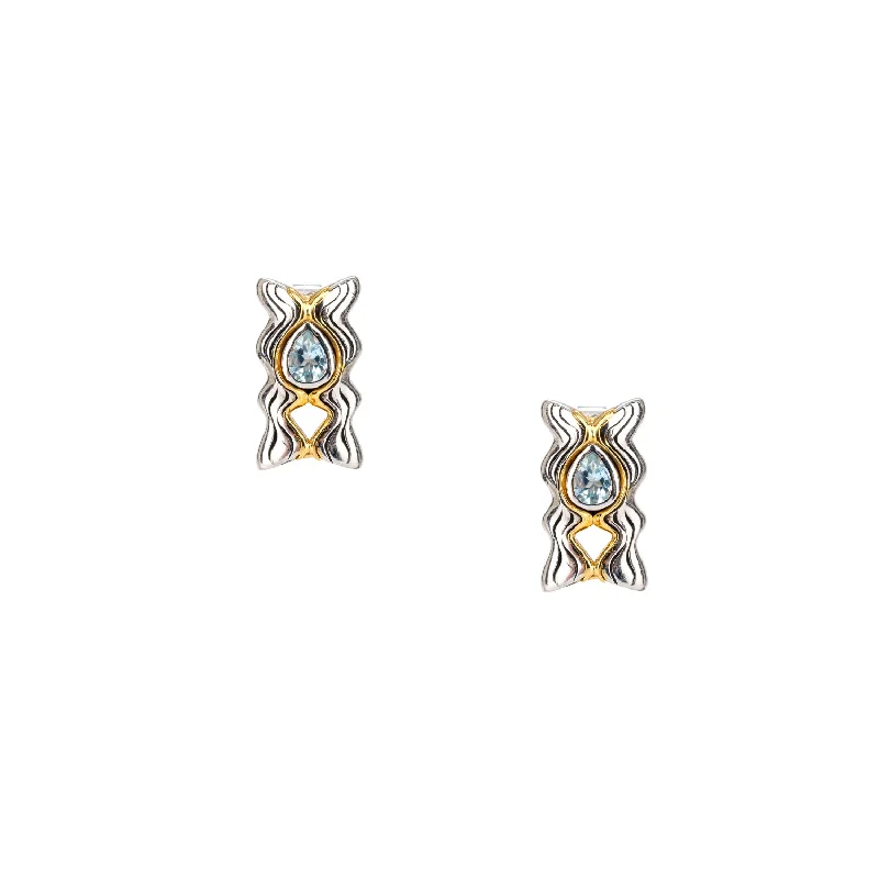 Best hoop earrings with snake chain details for a sleek and modern touch-Silver and 10k Gold Rocks 'n Rivers Stud Earring - Blue Topaz