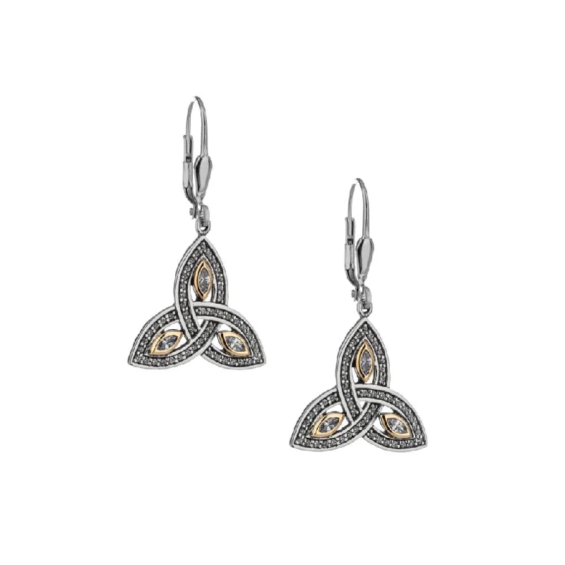 Hoop earrings with abstract shapes for an artistic and creative touch-Silver and 10k Gold Trinity Earrings