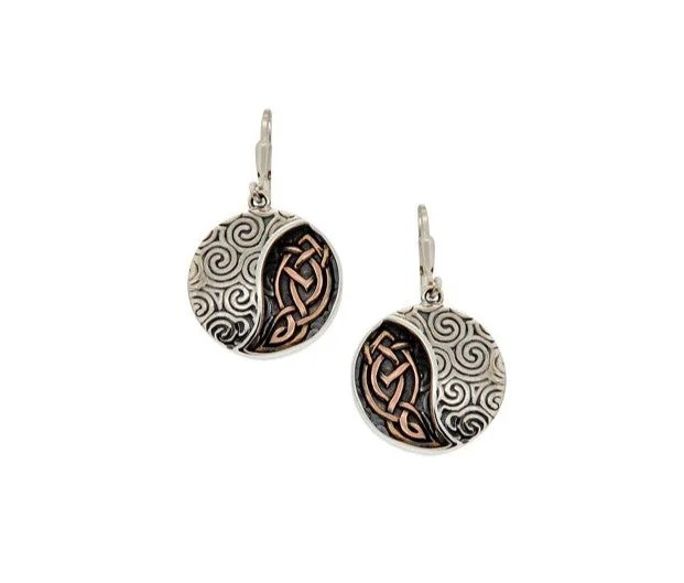 Best hoop earrings with multi-colored gemstones for a vibrant and lively touch-Silver and 10k Rose Gold Celtic Spiral Leverback Earrings