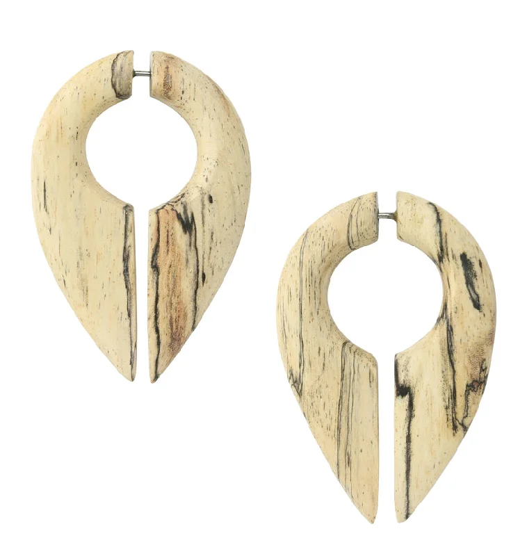 Hoop earrings with braided patterns for a detailed and textured finish-Pocket Tamarind Wood Fake Gauge Keyhole Earrings