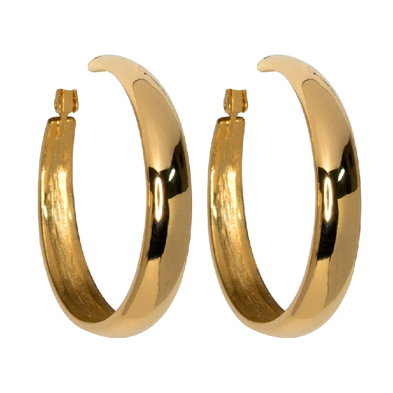 Hoop earrings with satin finishes for a smooth and elegant appearance-Polished Gold Tapered Hoop Earrings