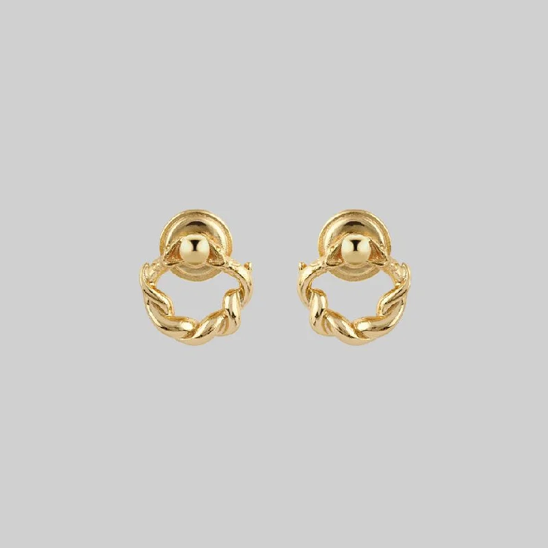 Hoop earrings with intricate designs for a unique and artistic appearance-REFUTE. Twisted Snake Door Knocker Earrings - Gold