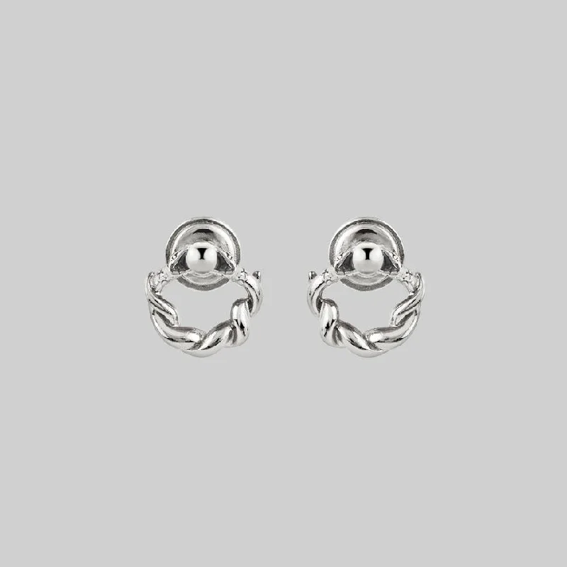 Best hoop earrings with sterling silver for an affordable and chic design-REFUTE. Twisted Snake Door Knocker Earrings - Silver