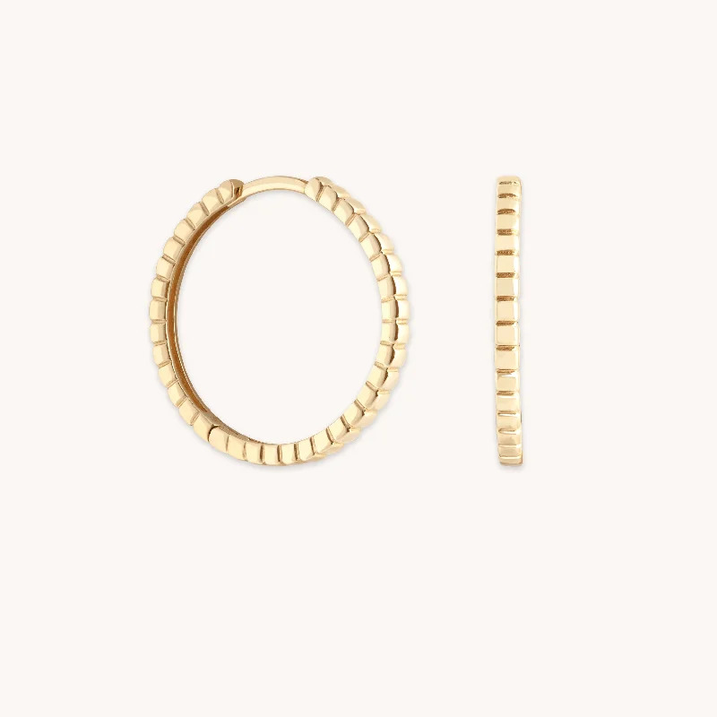 Best hoop earrings with sparkling cubic zirconia for a brilliant, budget-friendly effect-Ridged Hoops in Solid Gold