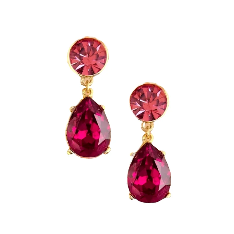 Best hoop earrings with custom designs for a personalized, unique accessory-Rose & Ruby Teardrop Pierced Earring