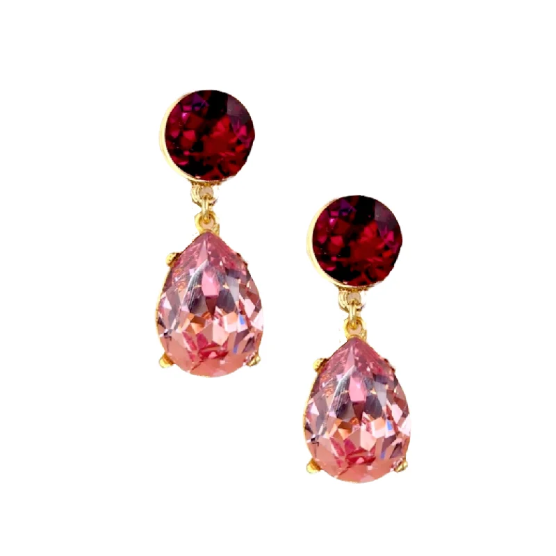 Hoop earrings with oversized pearl accents for a statement-making look-Ruby & Pink Teardrop Pierced Earring