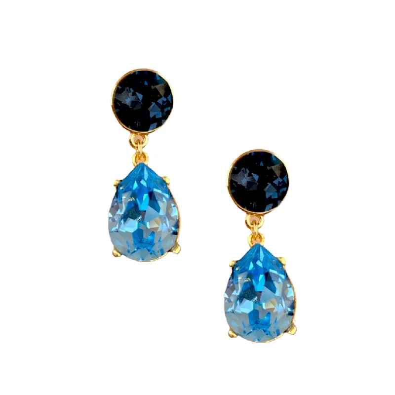 Hoop earrings with cut-out designs for a creative and lightweight effect-Sapphire & Aqua Teardrop Pierced Earring