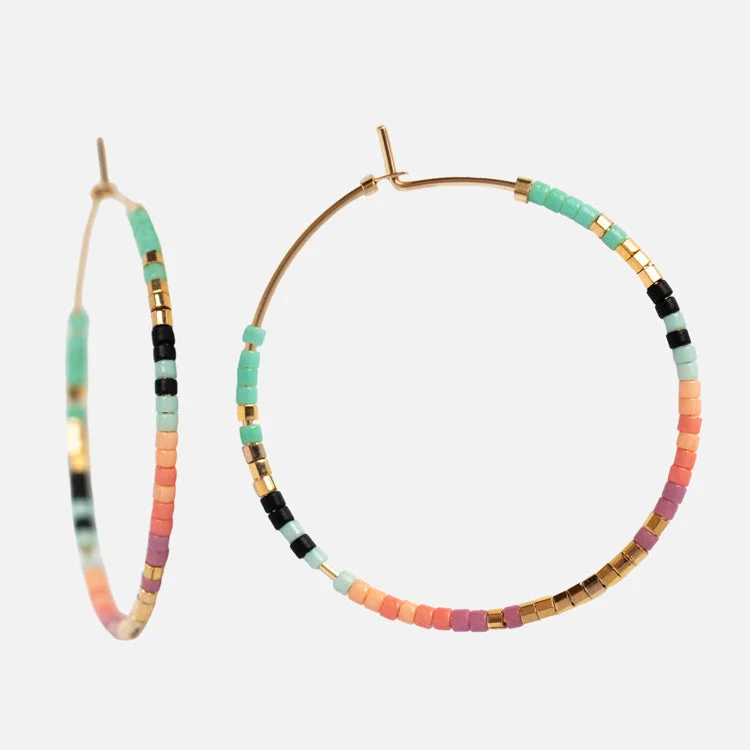 Hoop earrings with snake print designs for an edgy, wild appearance-Serpent Beaded Hoops