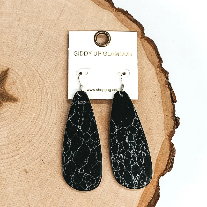 Hoop earrings with hammered textures for a boho-chic and rustic vibe-Set in Stone Teardrop Cutout Earrings in Black