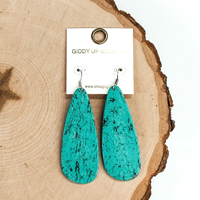 Hoop earrings with leather accents for a sleek and bold combination-Set in Stone Teardrop Cutout Earrings in Turquoise