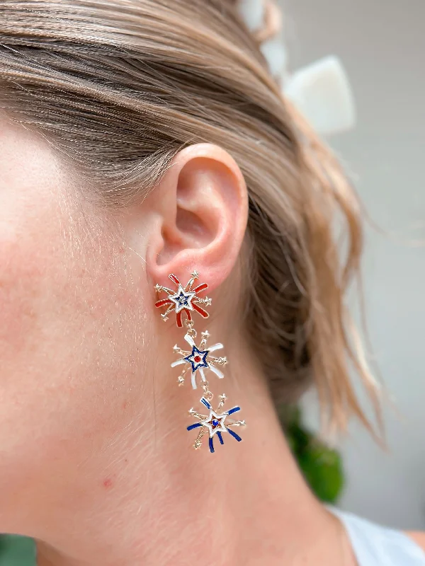 Hoop earrings with rhinestone embellishments for a glamorous and sparkling look-Shining Fireworks Statement Earrings