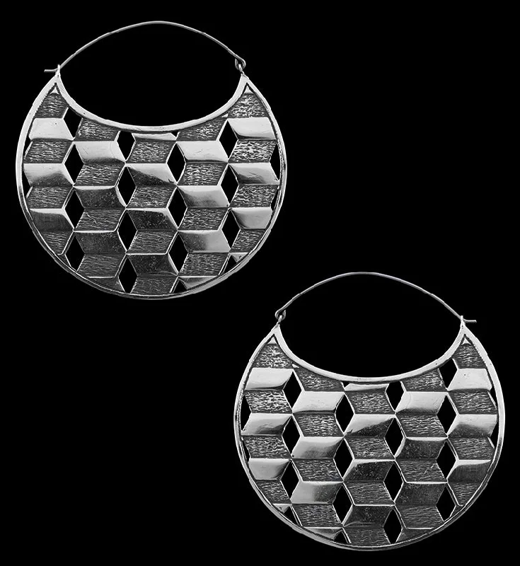 Best hoop earrings with crescent-shaped designs for a bold, moon-inspired style-Silver Chamber Titanium Hangers - Earrings