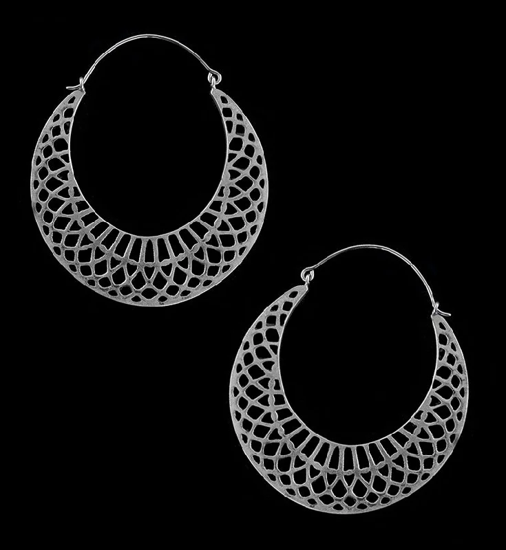 Hoop earrings with circle designs for a classic and timeless shape-Silver Lune Titanium Hangers - Earrings