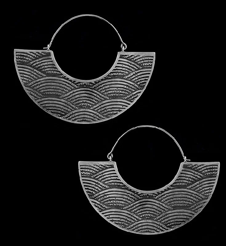 Classic hoop earrings with a thin profile for a sleek and subtle style-Silver Pulse Titanium Hangers - Earrings