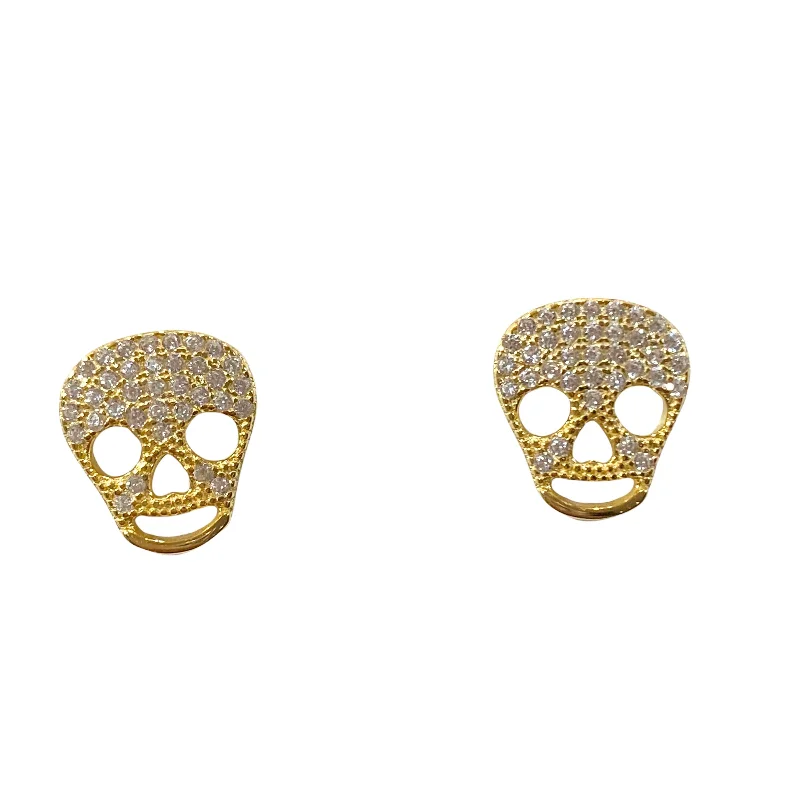 Hoop earrings with abstract wirework for an artistic, unique look-Skull Sparkle Studs