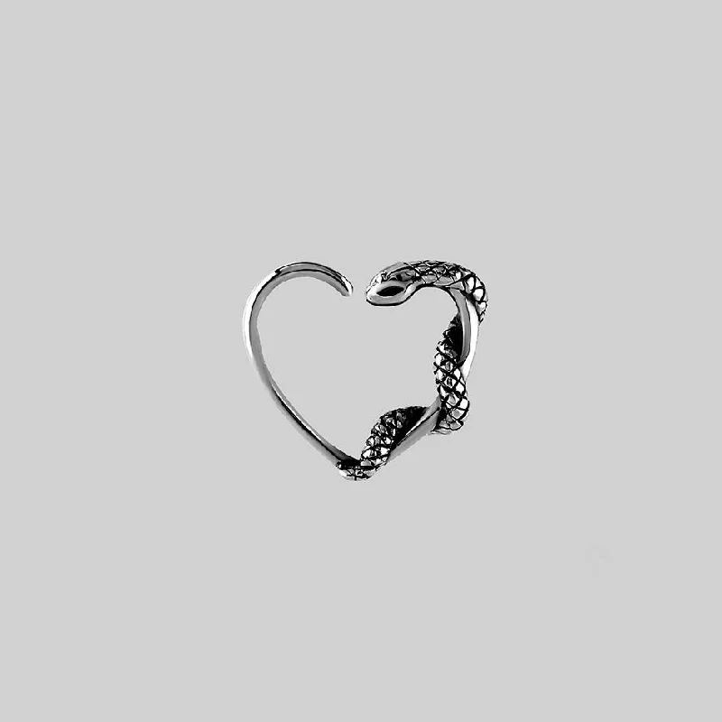 Best hoop earrings with angel wing accents for a spiritual and meaningful design-SLINK. Silver Snake & Heart Daith Ring