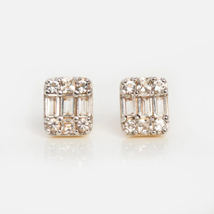 Best hoop earrings with geometric cuts for a sharp, modern appeal-Solid Gold Art Deco Studs