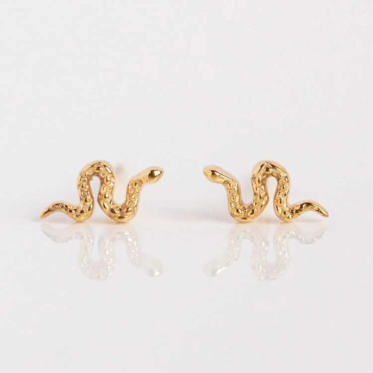 Best hoop earrings with sterling silver for an affordable and chic design-Solid Gold Slither Snake Studs