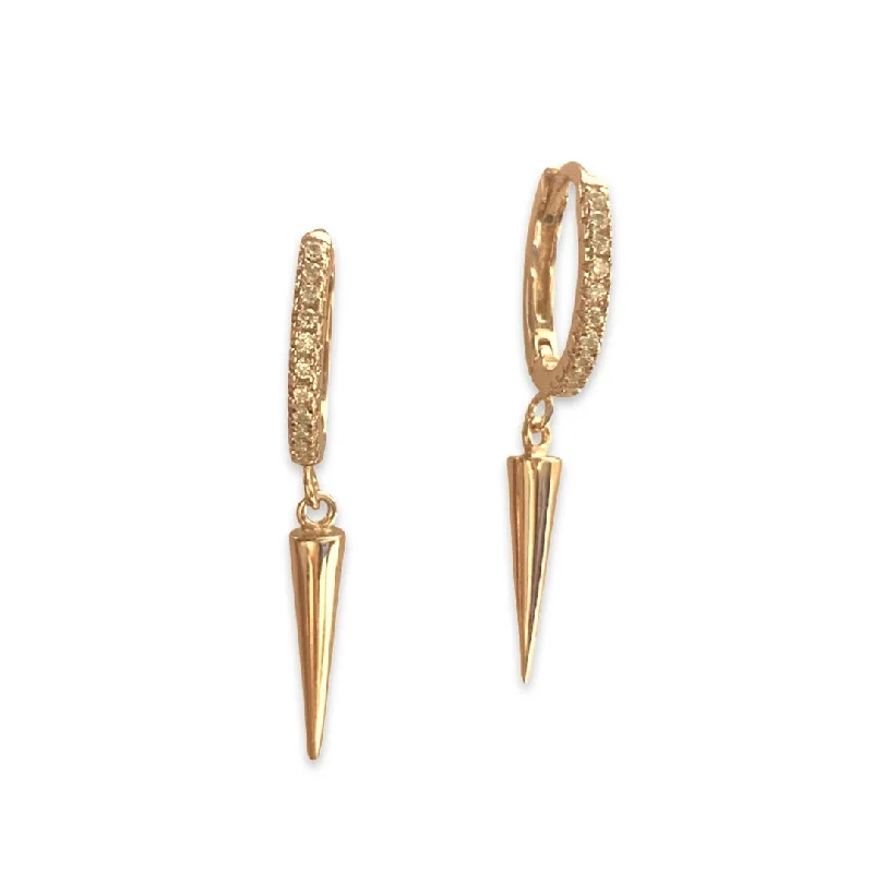 Hoop earrings with spiral designs for a dynamic and fluid look-Haggy Cone Spike Pave Huggies