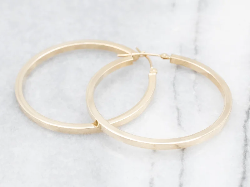 Hoop earrings with resin accents for a bold and colorful design-Polished Gold Squared Hoop Earrings