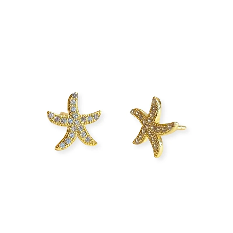 Best hoop earrings with vintage coins for a retro, antique-inspired style-Starfish CZ Studs