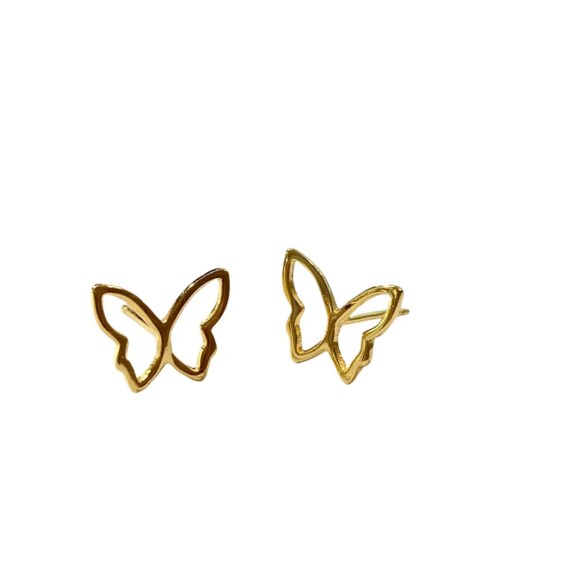 Hoop earrings with pearl accents for a chic and classic style-Sterling Silver Butterfly Outline Earrings