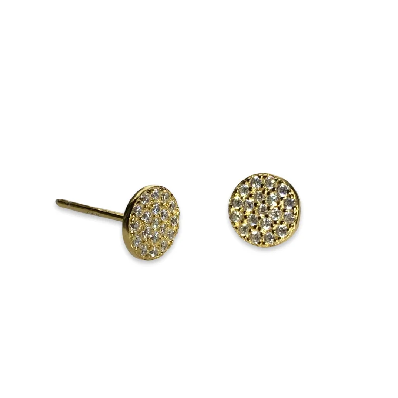 Best hoop earrings with matte finish for a sophisticated, understated design-Geovana Round Pave Disc Studs