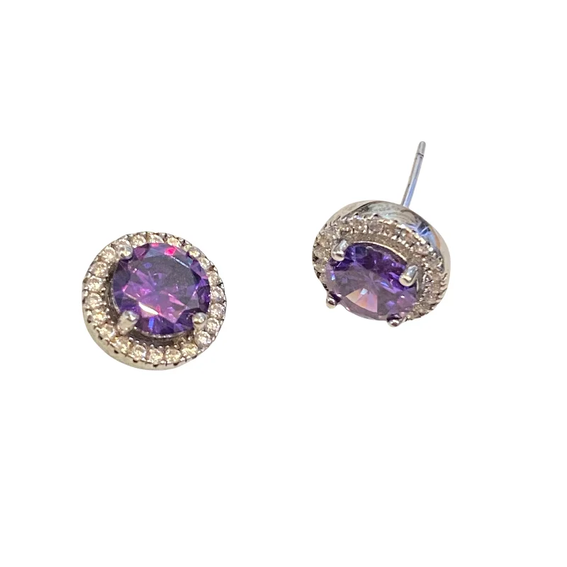 Hoop earrings with satin finishes for a smooth and elegant appearance-Adriene Birthstone Sparkle SILVER Studs