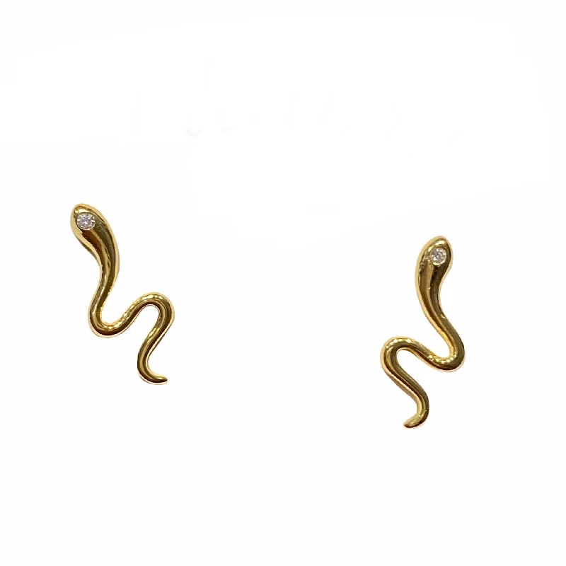 Hoop earrings with artistic filigree designs for an intricate, delicate finish-Sterling Silver Snake Studs