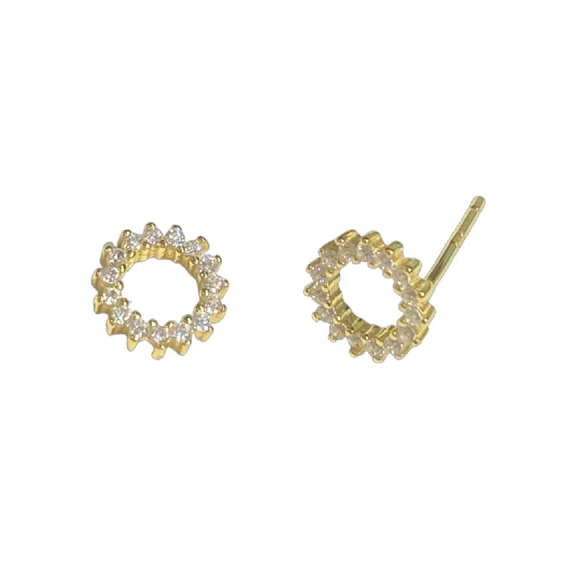 Hoop earrings with snake print designs for an edgy, wild appearance-Sunny Circle Clear Studs